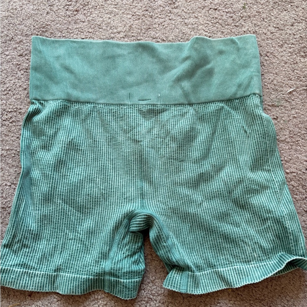Colsie Teal Ribbed Bike Shorts